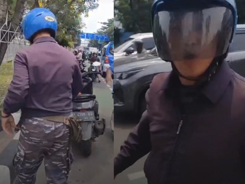 Oknum berseragam arogan dijalanan.