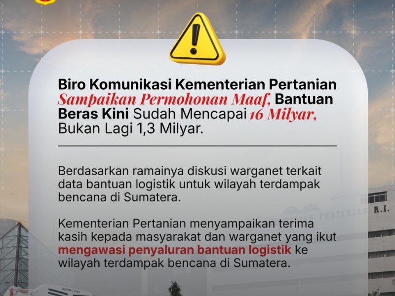 Permintaan maaf Kementan.