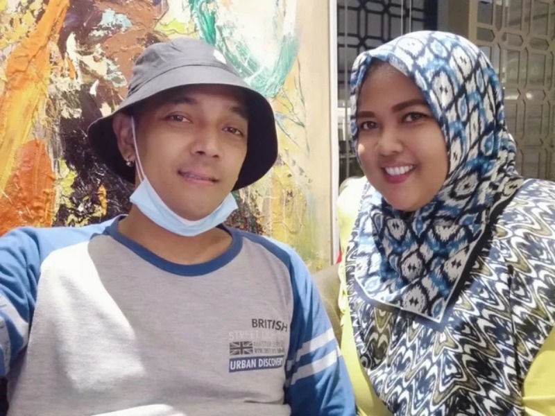 Hogi Minaya dan istri korban jambret yang akhirnya meninggal, Hogi diijadikan tersangka oleh Polisi.
